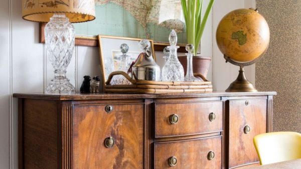 antique items on an antique dresser