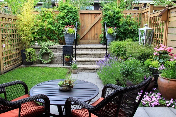 A simple outdoor area with plants